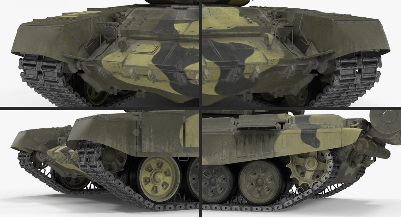 T72 Main Battle Tank Camo Rigged 3D