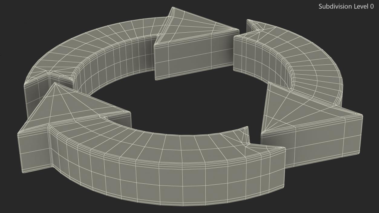 Triple Circular Arrows Symbol 3D model
