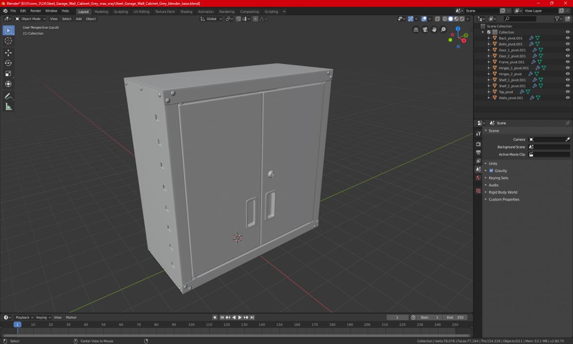 3D model Steel Garage Wall Cabinet Grey