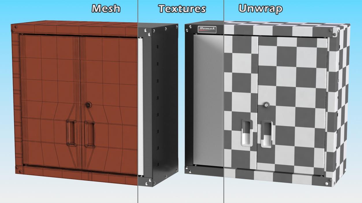 3D model Steel Garage Wall Cabinet Grey