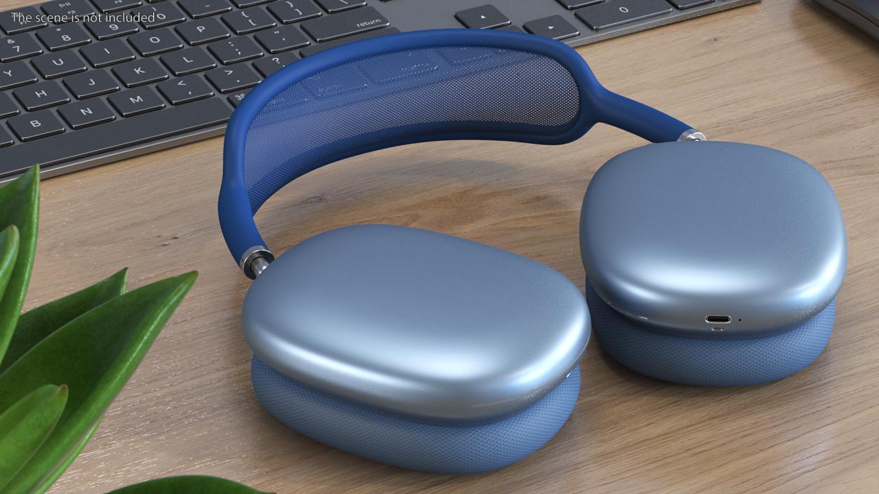 3D model Sky Blue AirPods Max with Case