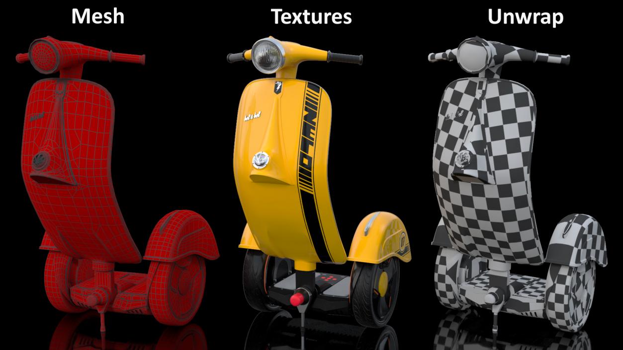 Z-Scooter Vespa Yellow Rigged 3D model