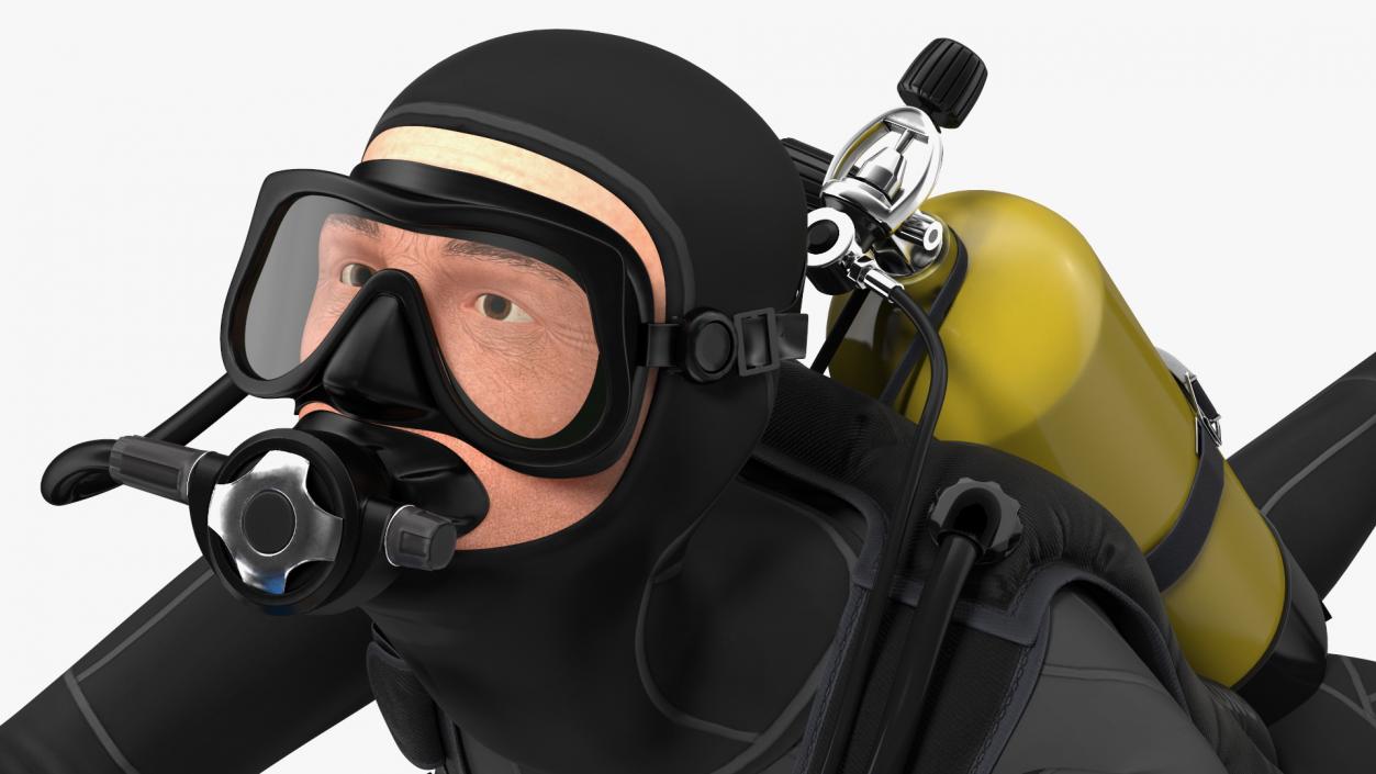 Diver with Sea Scooter Propulsion Vehicle Rigged for Cinema 4D 3D
