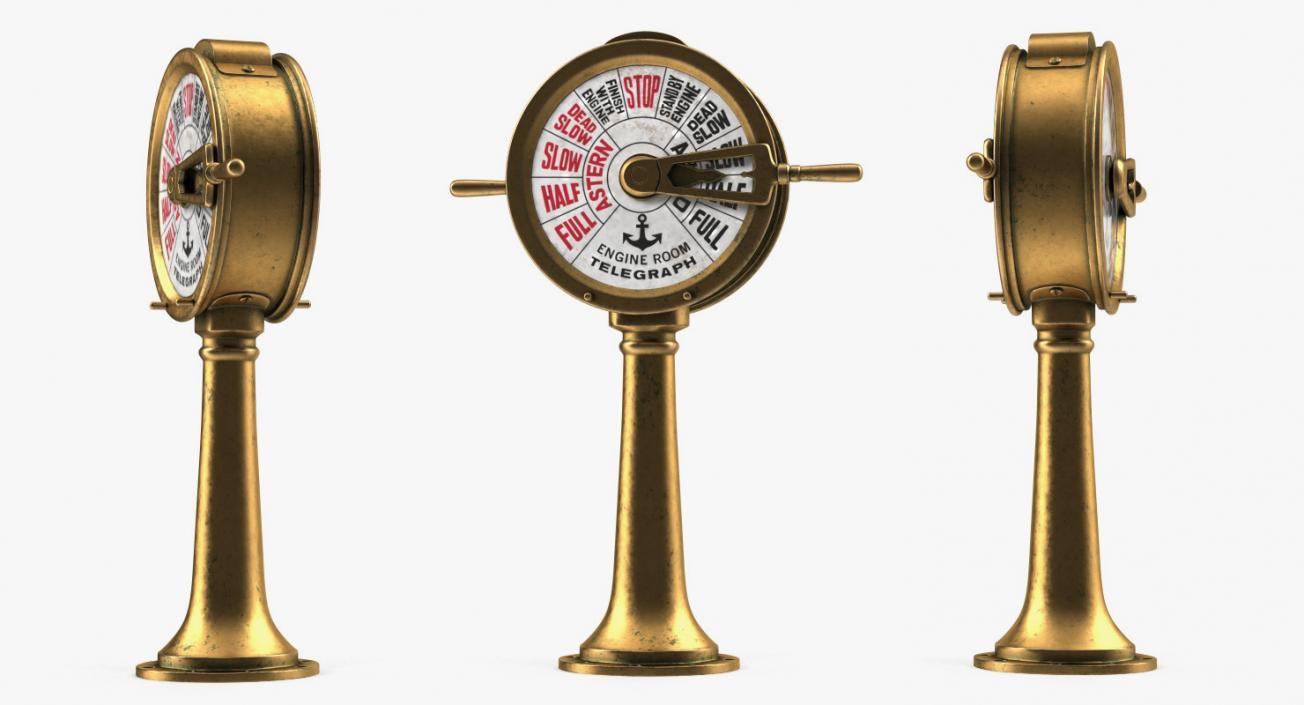 3D model Vintage Brass Engine Room Telegraph