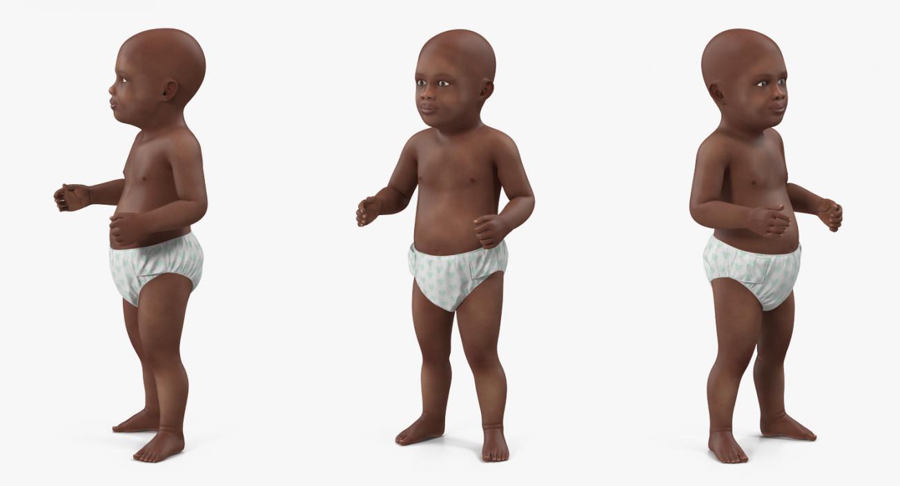 3D model African American Baby Standing
