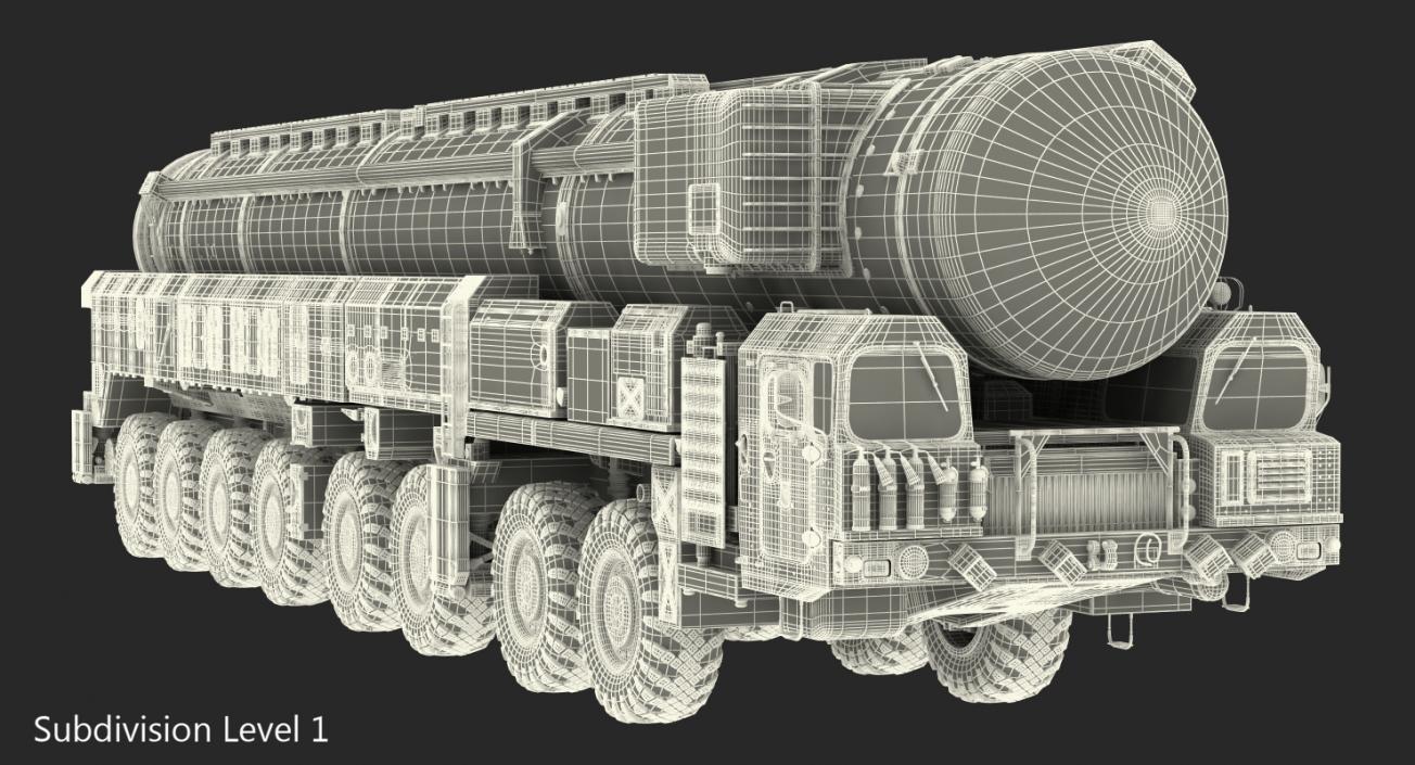 3D Transporter Erector Launcher with RT-2PM Topol-M Ballistic Missile