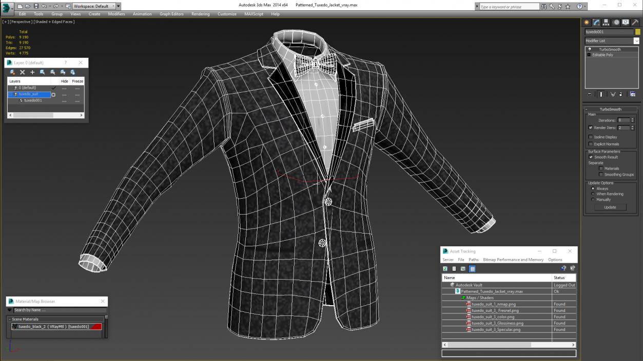 3D Patterned Tuxedo Jacket model