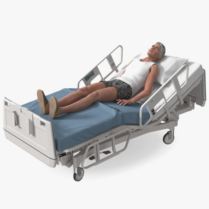 Patient on Hospital Bed 2 Rigged 3D