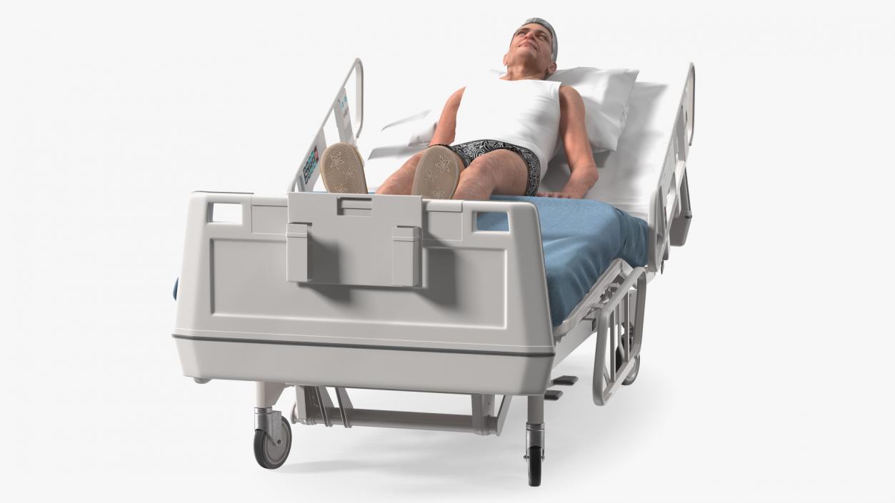 Patient on Hospital Bed 2 Rigged 3D