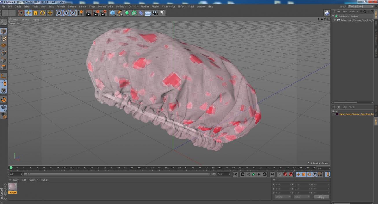 Satin Lined Shower Cap Pink Transparent 3D model