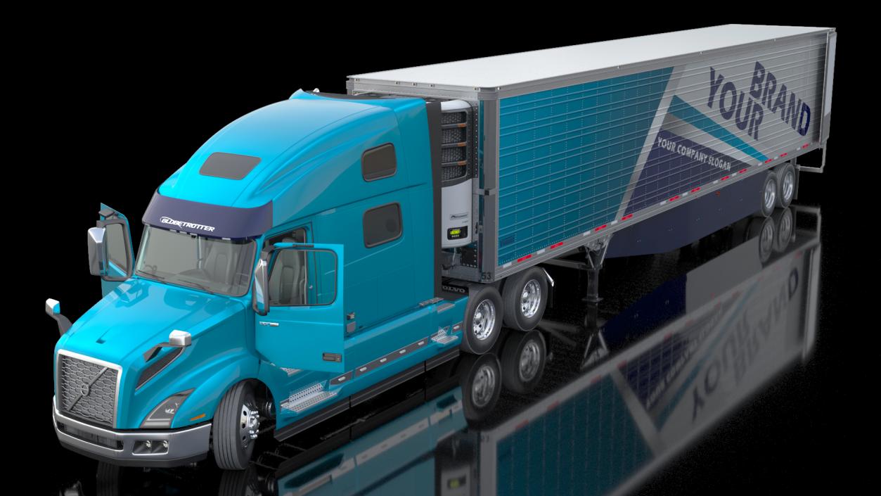 Volvo VNL 860 Truck with Reefer Trailer Your Brand Rigged 3D