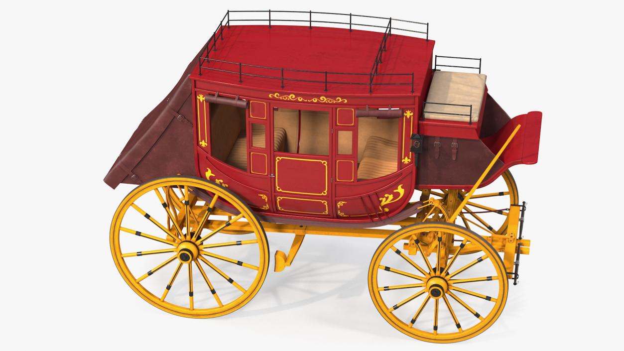3D Stagecoach with Horses Fur