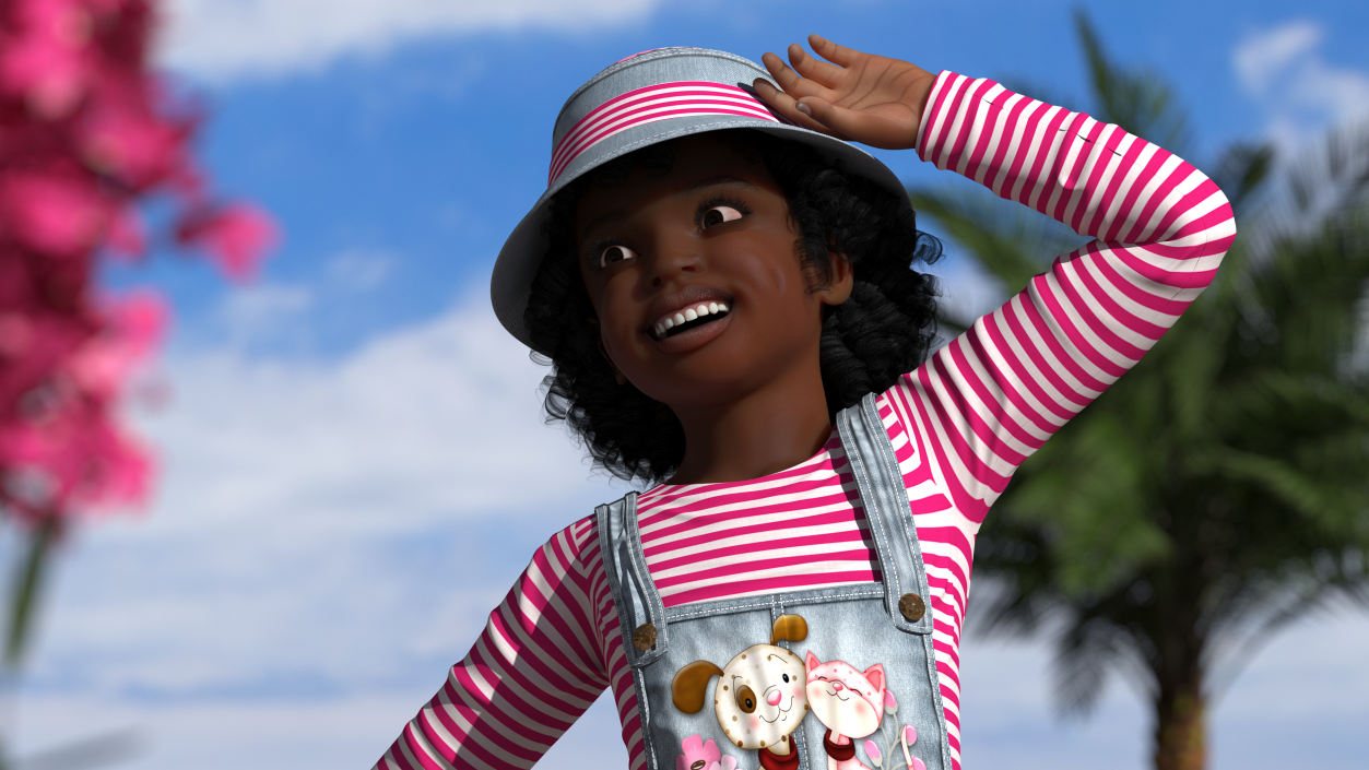 3D model Cheerful Black Girl Child Street Clothes