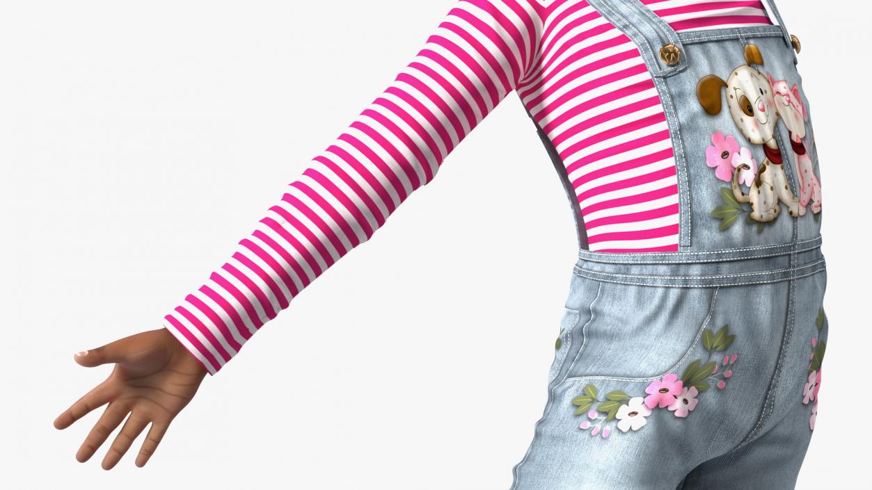 3D model Cheerful Black Girl Child Street Clothes
