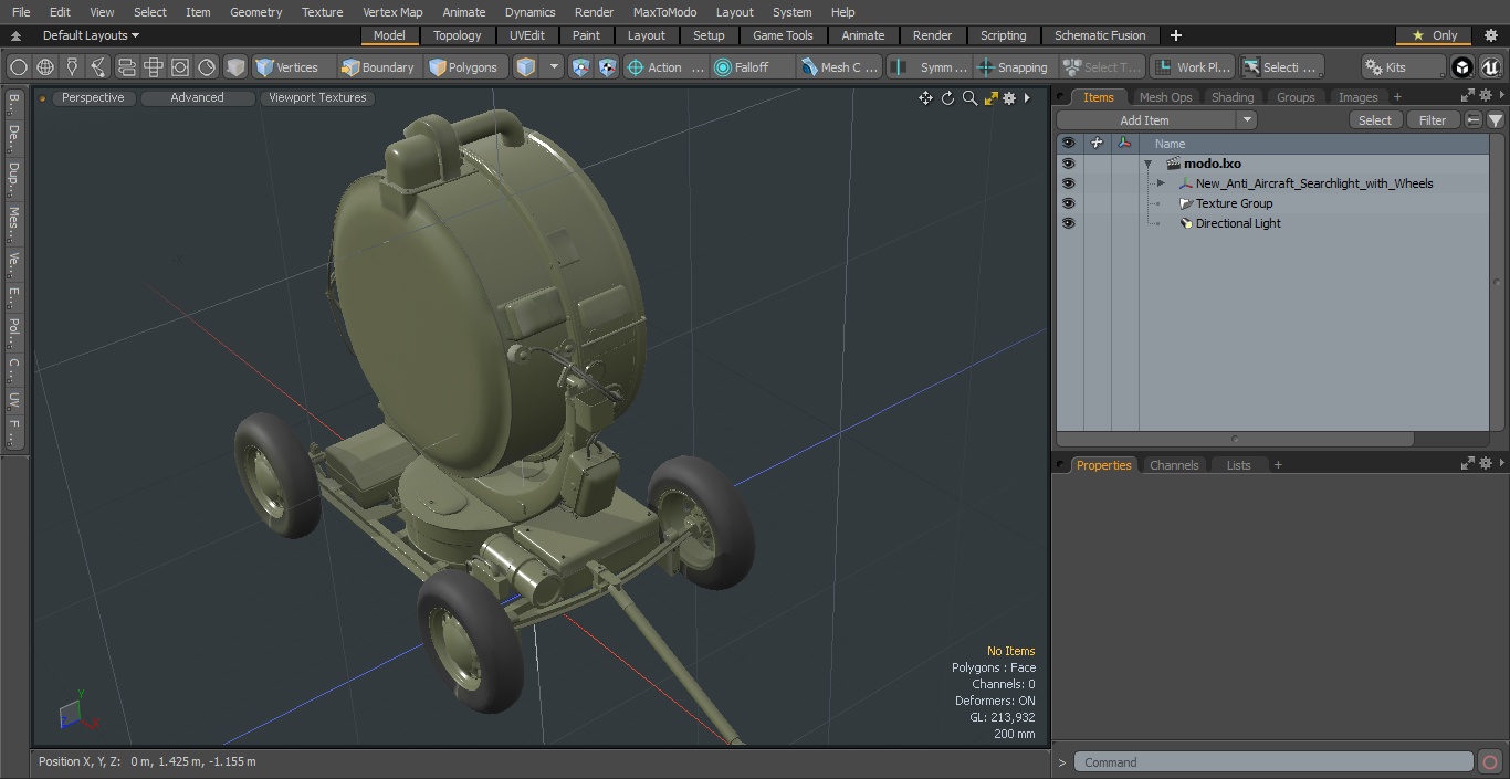 3D New Anti Aircraft Searchlight with Wheels
