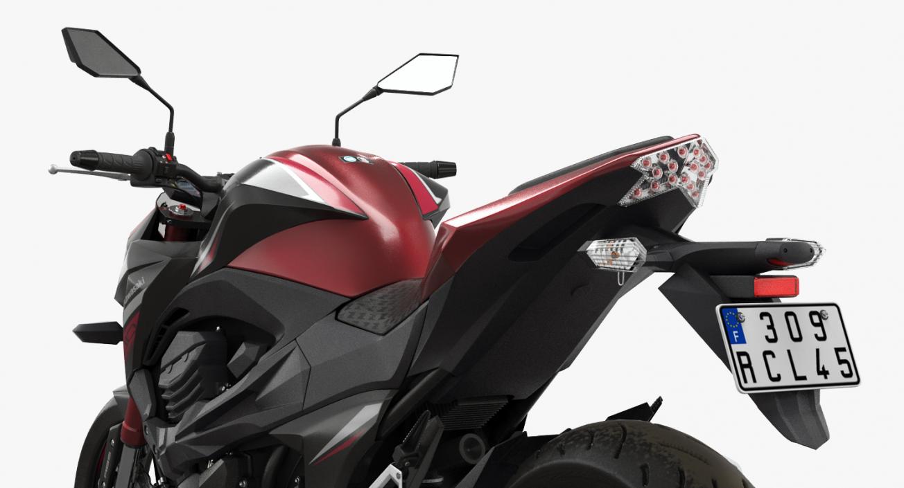3D Motorcycle Kawasaki Z800 Red model