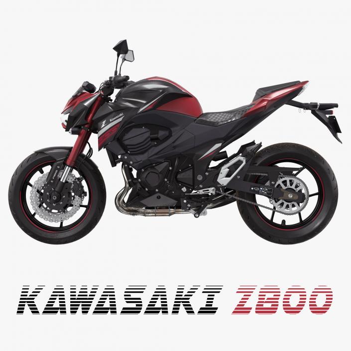 3D Motorcycle Kawasaki Z800 Red model