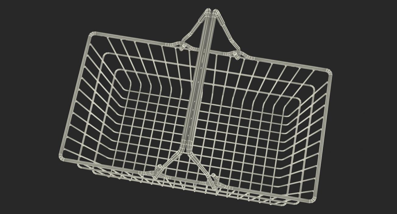 Empty Metal Shopping Basket 3D
