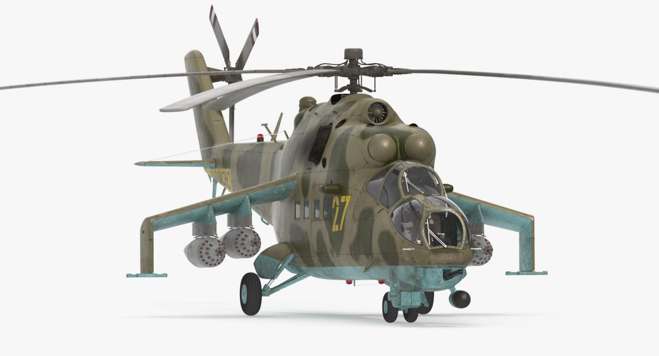 3D Russian Attack Helicopter Mil Mi-24B Rigged model