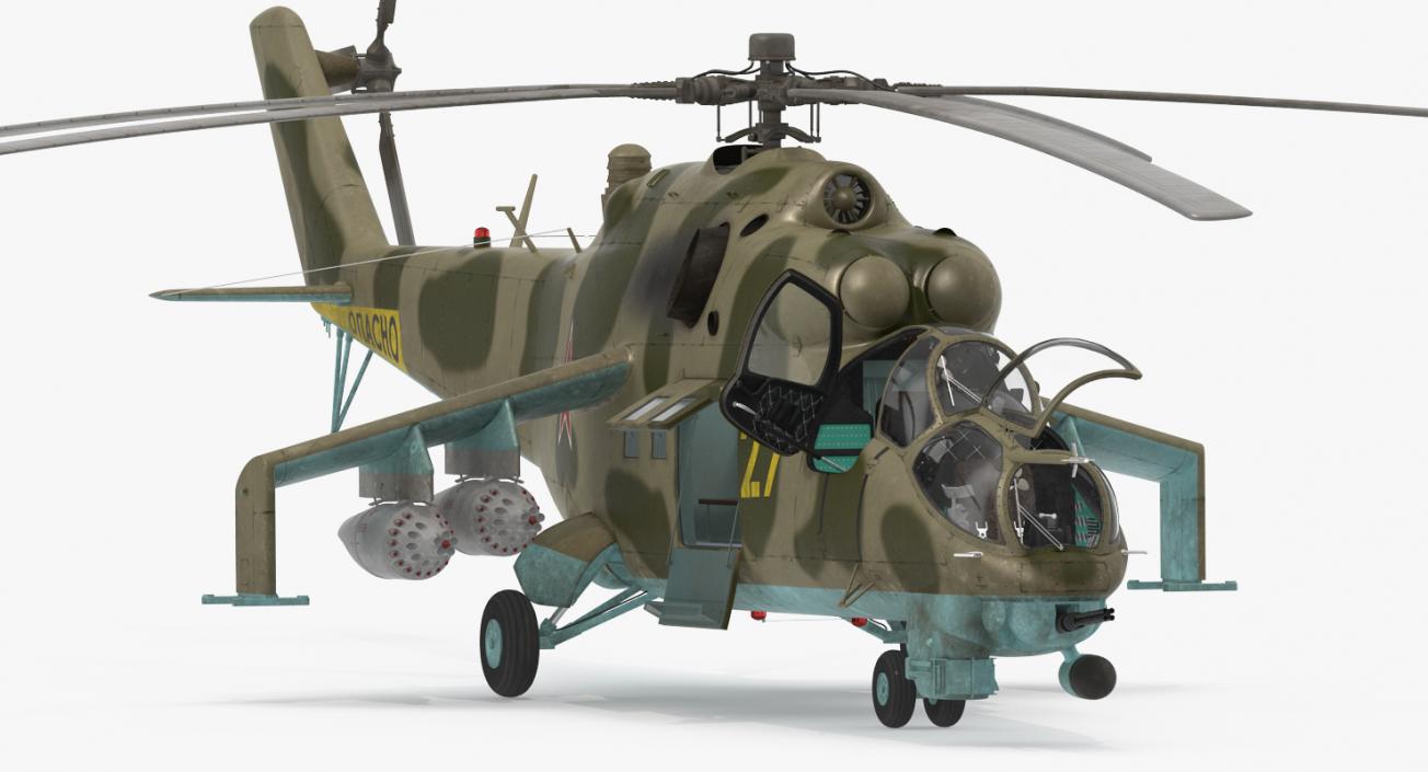 3D Russian Attack Helicopter Mil Mi-24B Rigged model