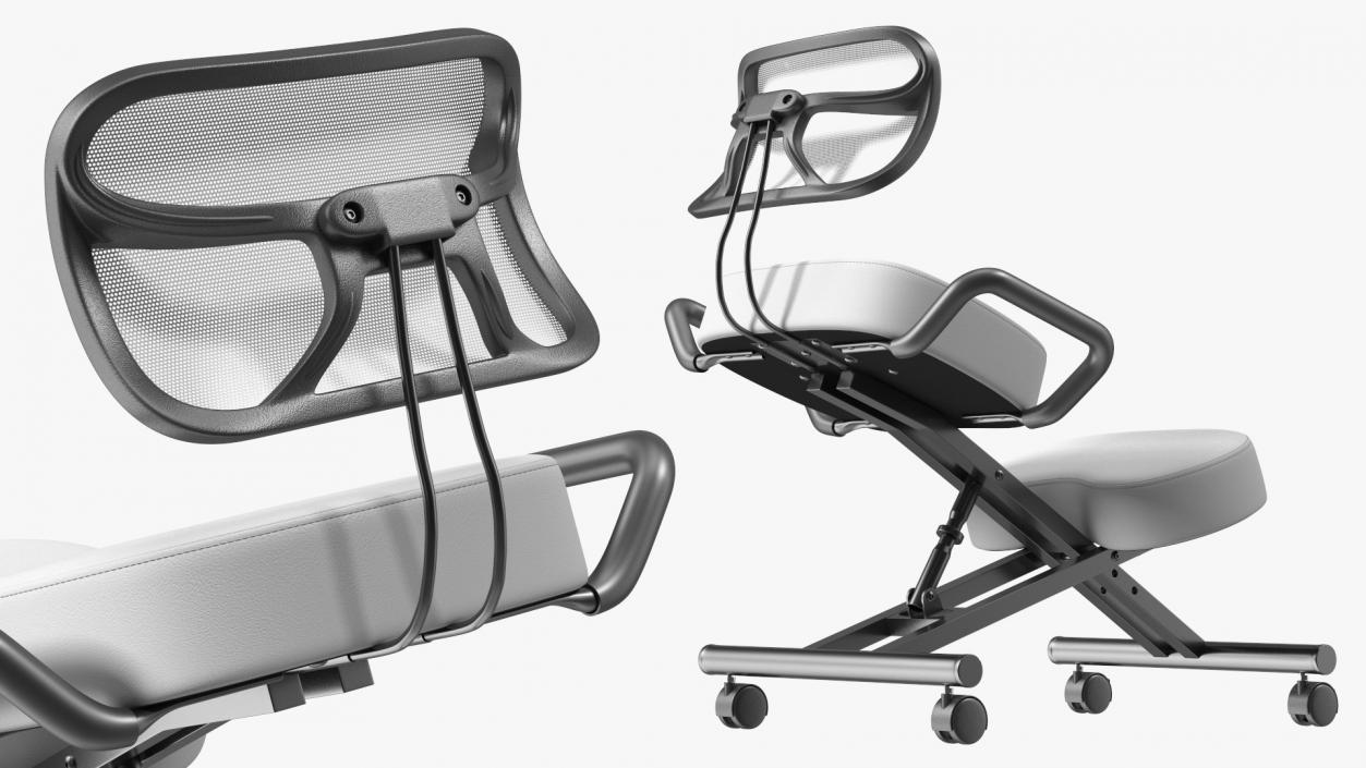 Ergonomic Kneeling Chair with Back Support 3D