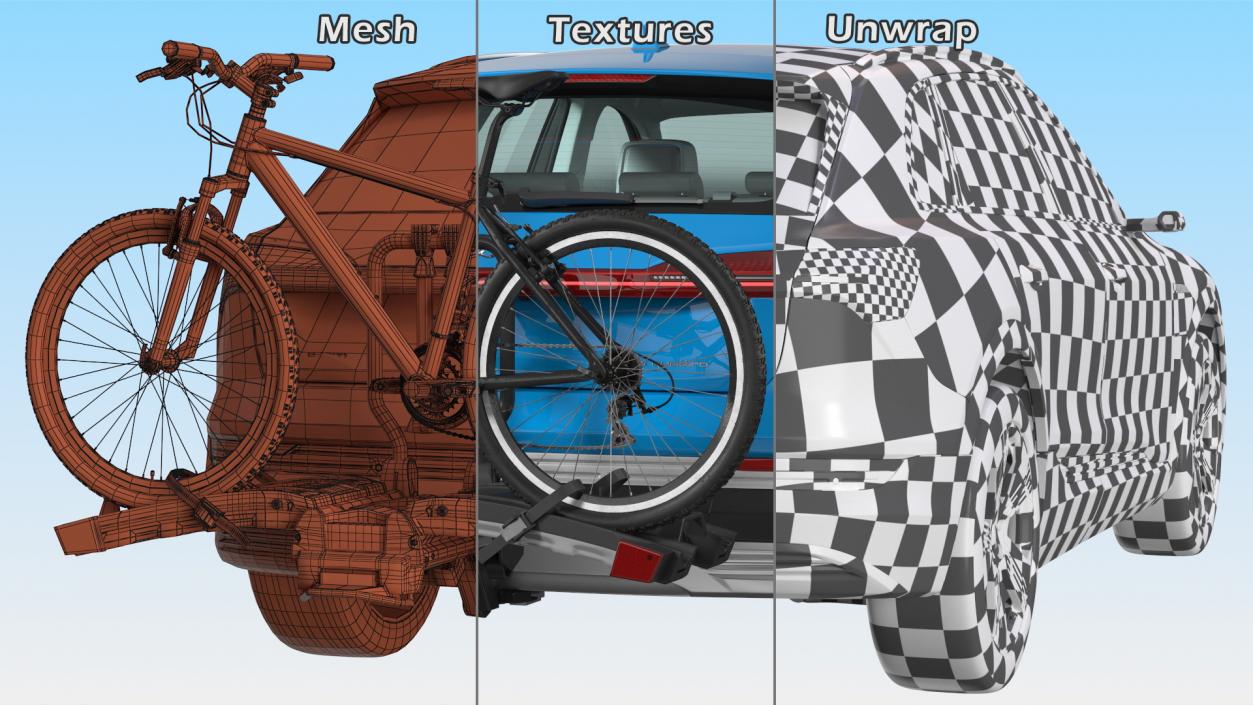 Audi E-tron with Thule EasyFold XT2 Mountain Bike 3D model