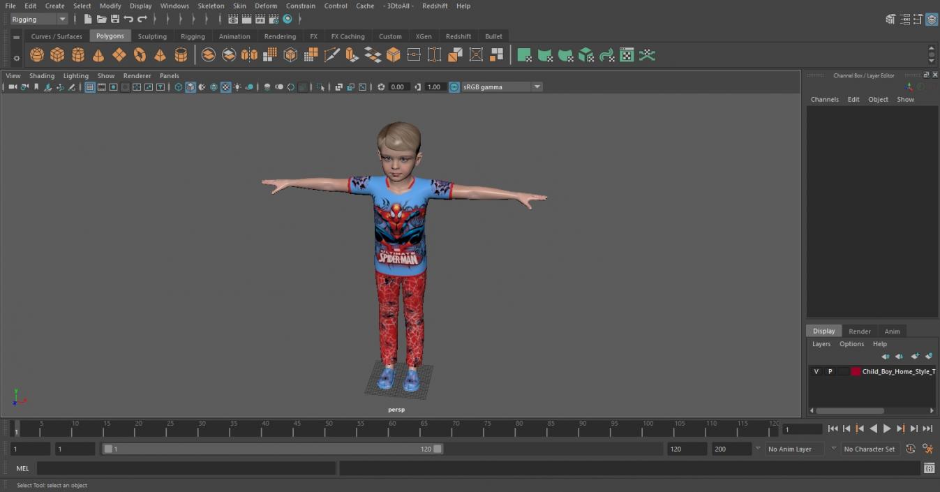 Child Boy Home Style T-Pose 3D