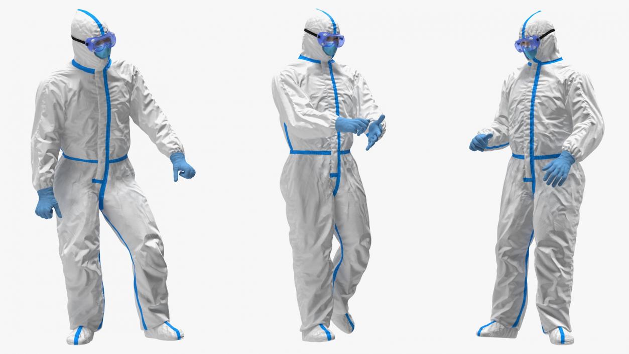 3D Man in Disposable Medical Protective Suit Rigged model