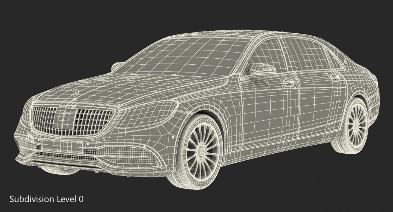 3D Mercedes Benz S-Class Maybach Rigged