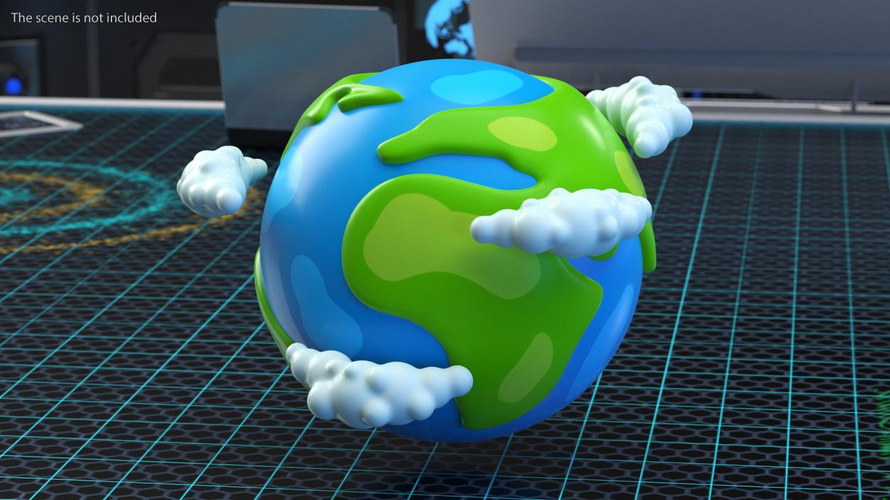 Cartoon Planet Earth with Clouds 3D
