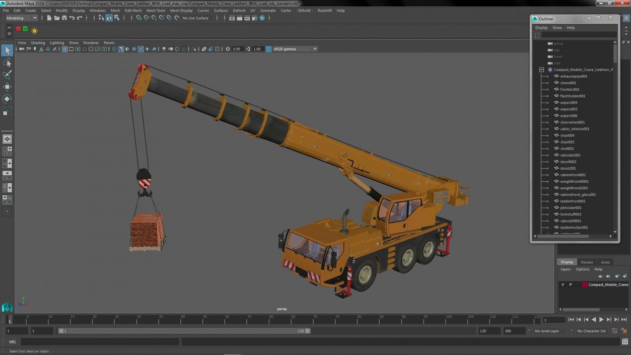 Compact Mobile Crane Liebherr With Load 3D model