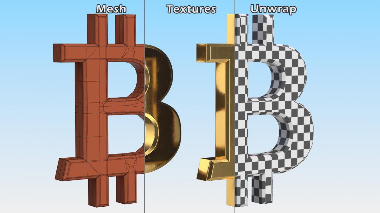 Bitcoin Symbol Gold 3D model