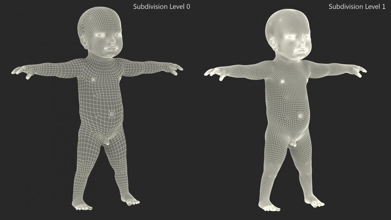3D 8 Month Baby Boy T-Pose model
