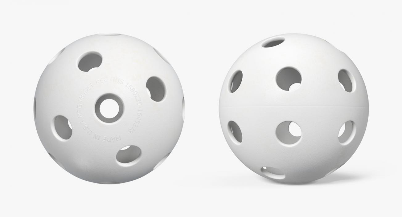 Plastic Wiffle Ball Baseball White 3D model