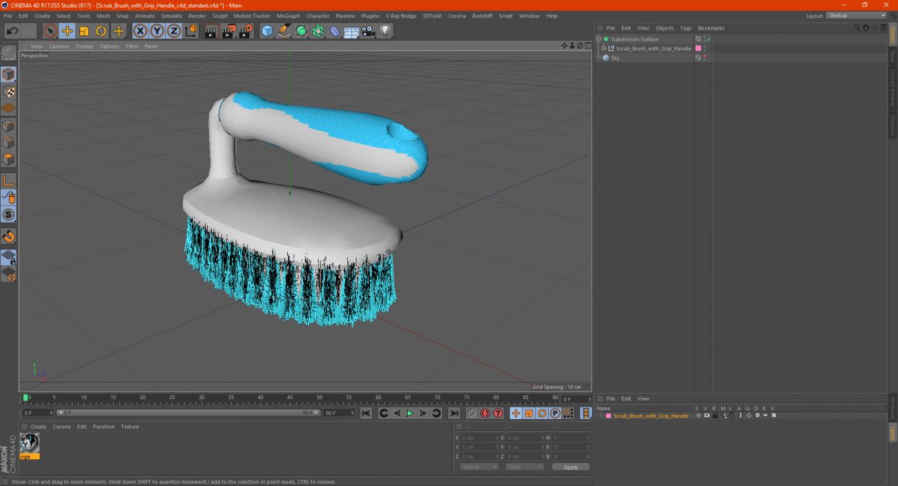 3D Scrub Brush with Grip Handle model