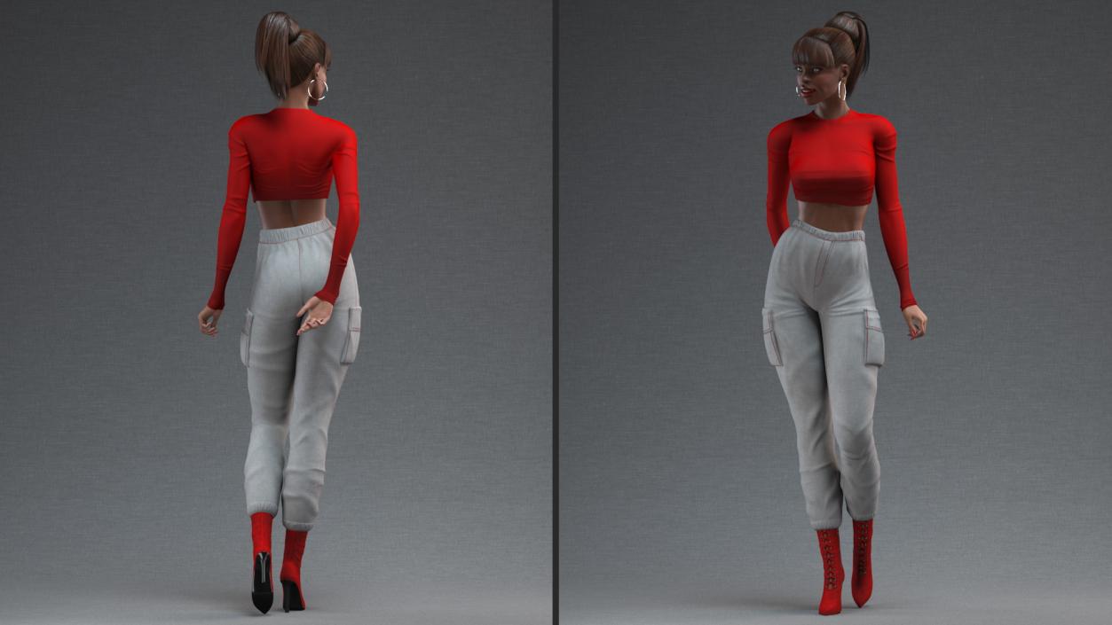 3D model Dark Skin City Style Woman Standing Pose