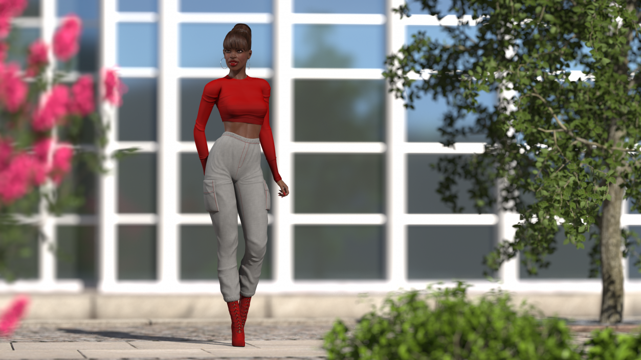 3D model Dark Skin City Style Woman Standing Pose