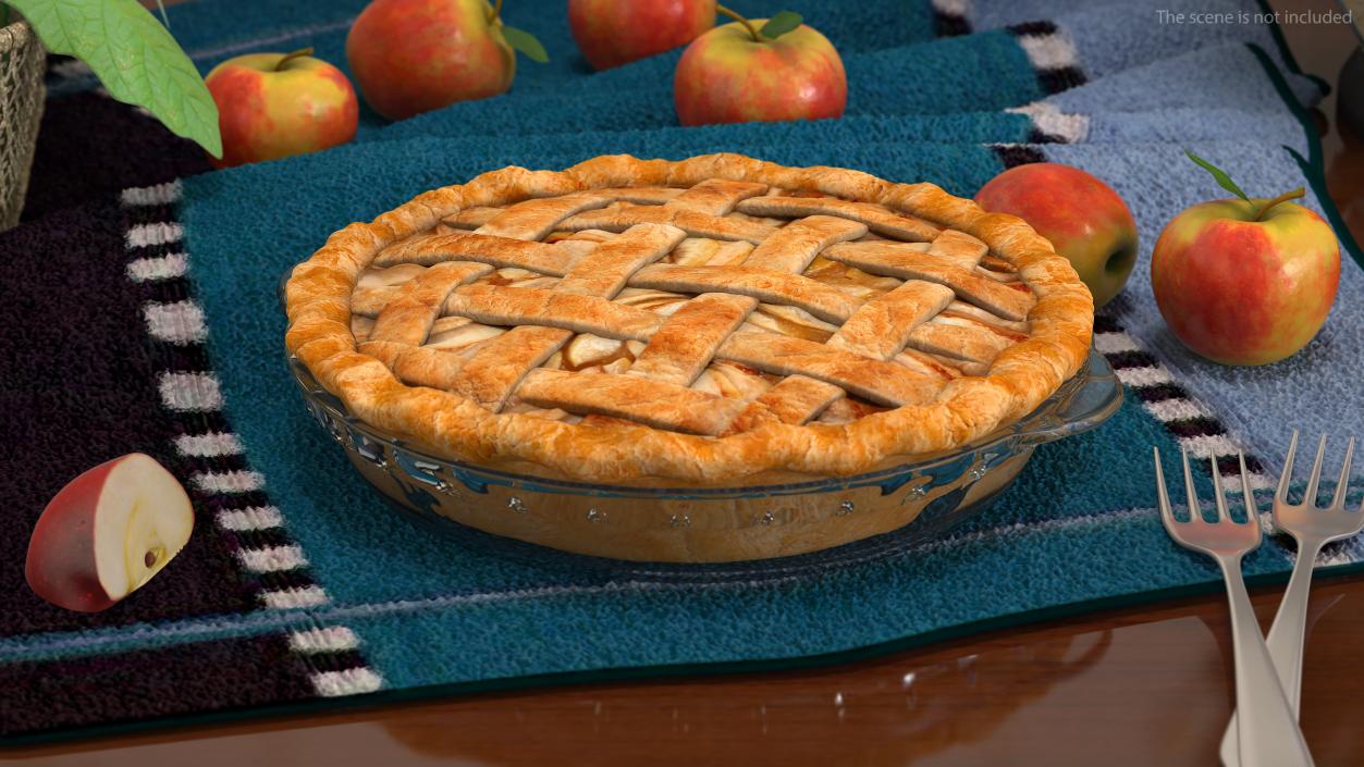 Lattice Apple Pie With Glass Pan 3D