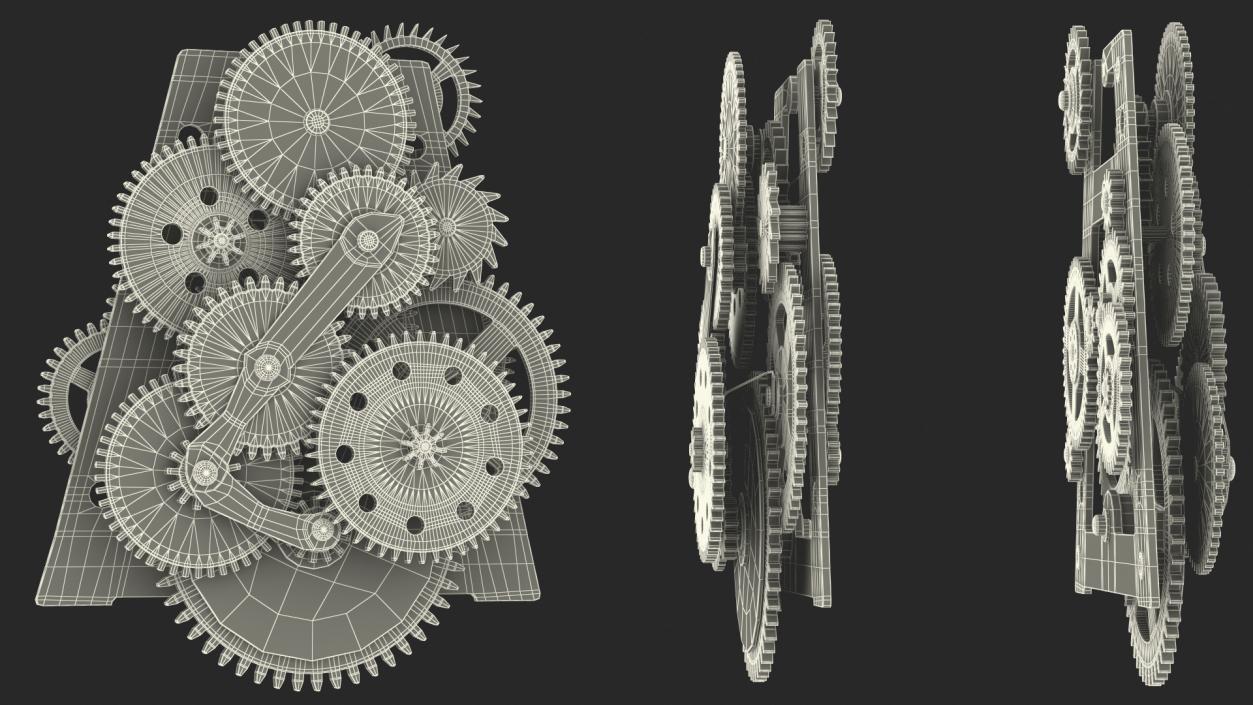 Clockwork Gears Silver 3D