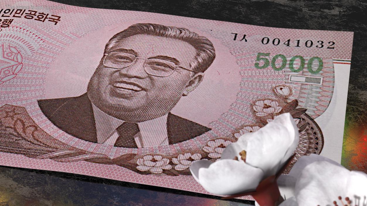 North Korea 5000 Won Banknote 2008 3D model