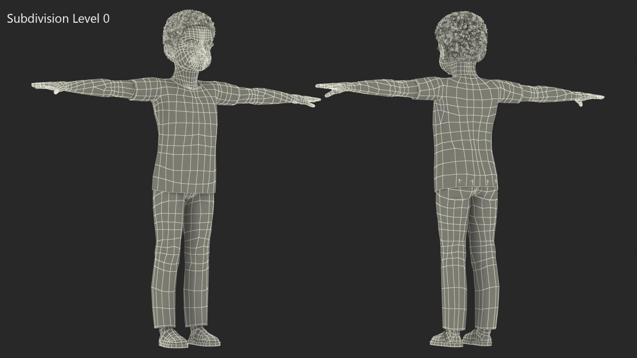 3D Black Child Boy Home Style Rigged model