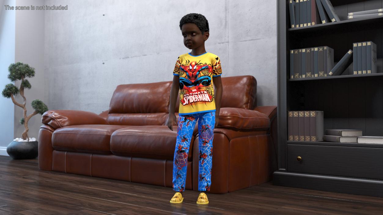 3D Black Child Boy Home Style Rigged model