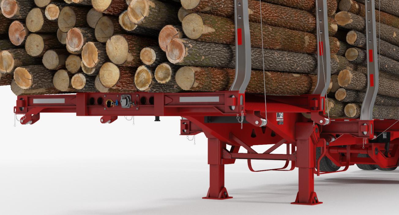 Logging Trailer Manac with Small Logs 3D