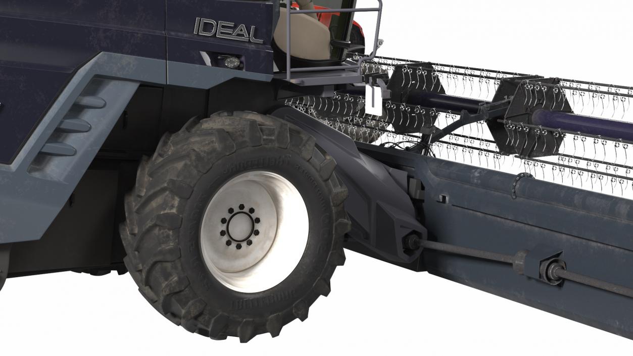 Harvester Massey Ferguson with Tractor with Agricultural Trailer 3D model