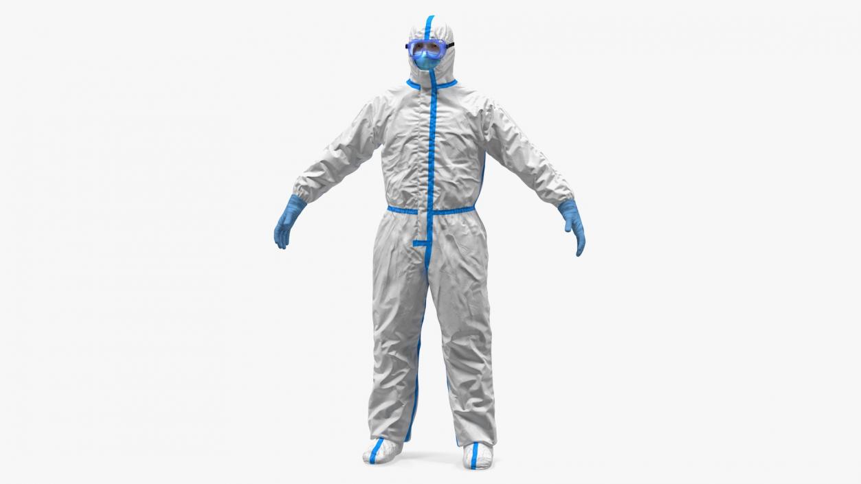 3D Man in Disposable Medical Protective Suit