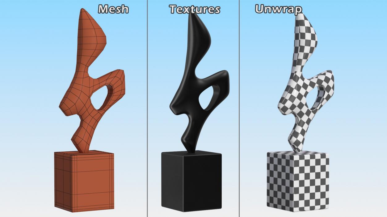 3D Home Decor Sculpture Wooden Black model