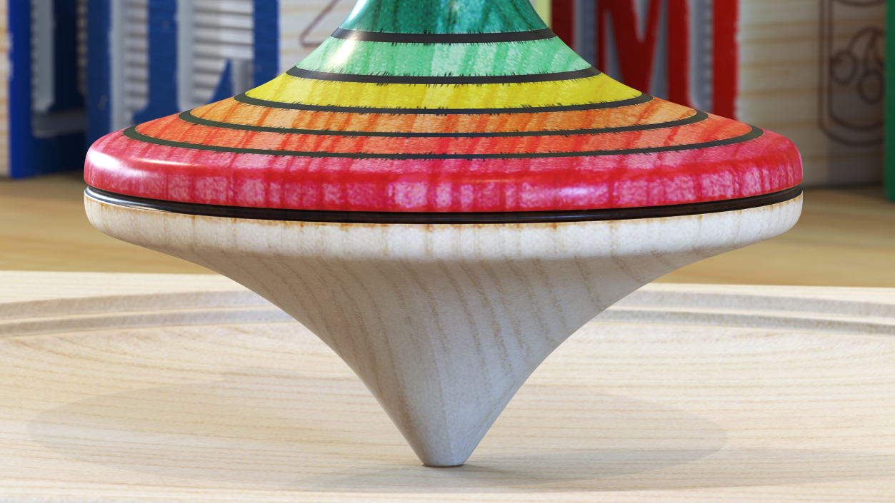 3D model Wooden Spinning Top with Stand