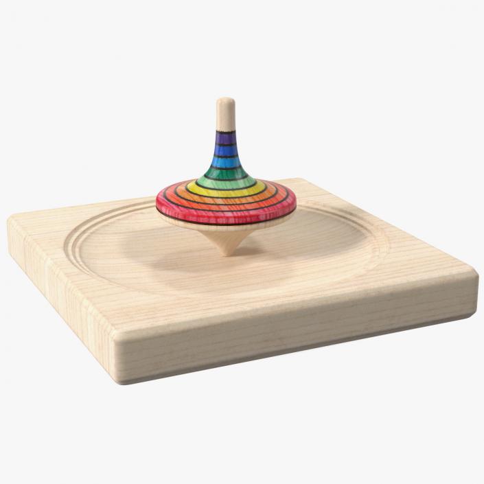 3D model Wooden Spinning Top with Stand