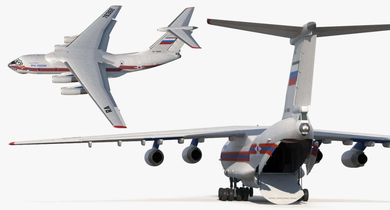 Ilyushin Il-76 Emergency Russian Air Force Rigged 3D model
