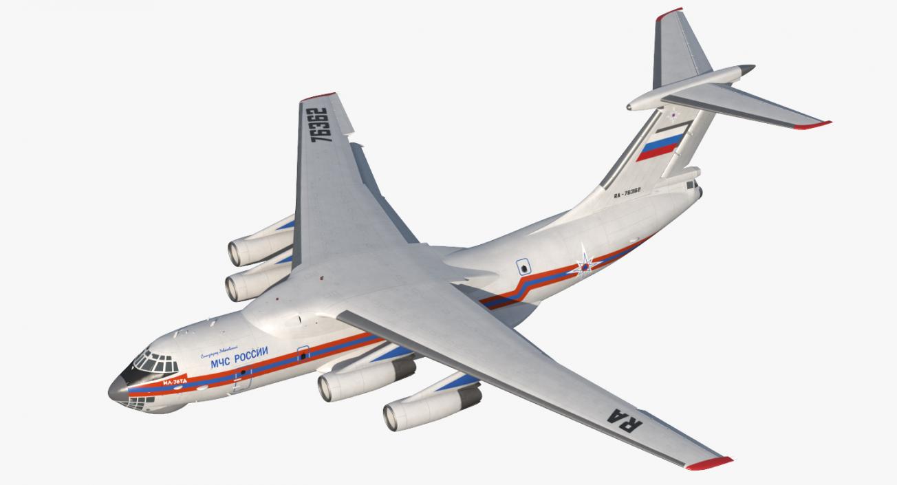 Ilyushin Il-76 Emergency Russian Air Force Rigged 3D model